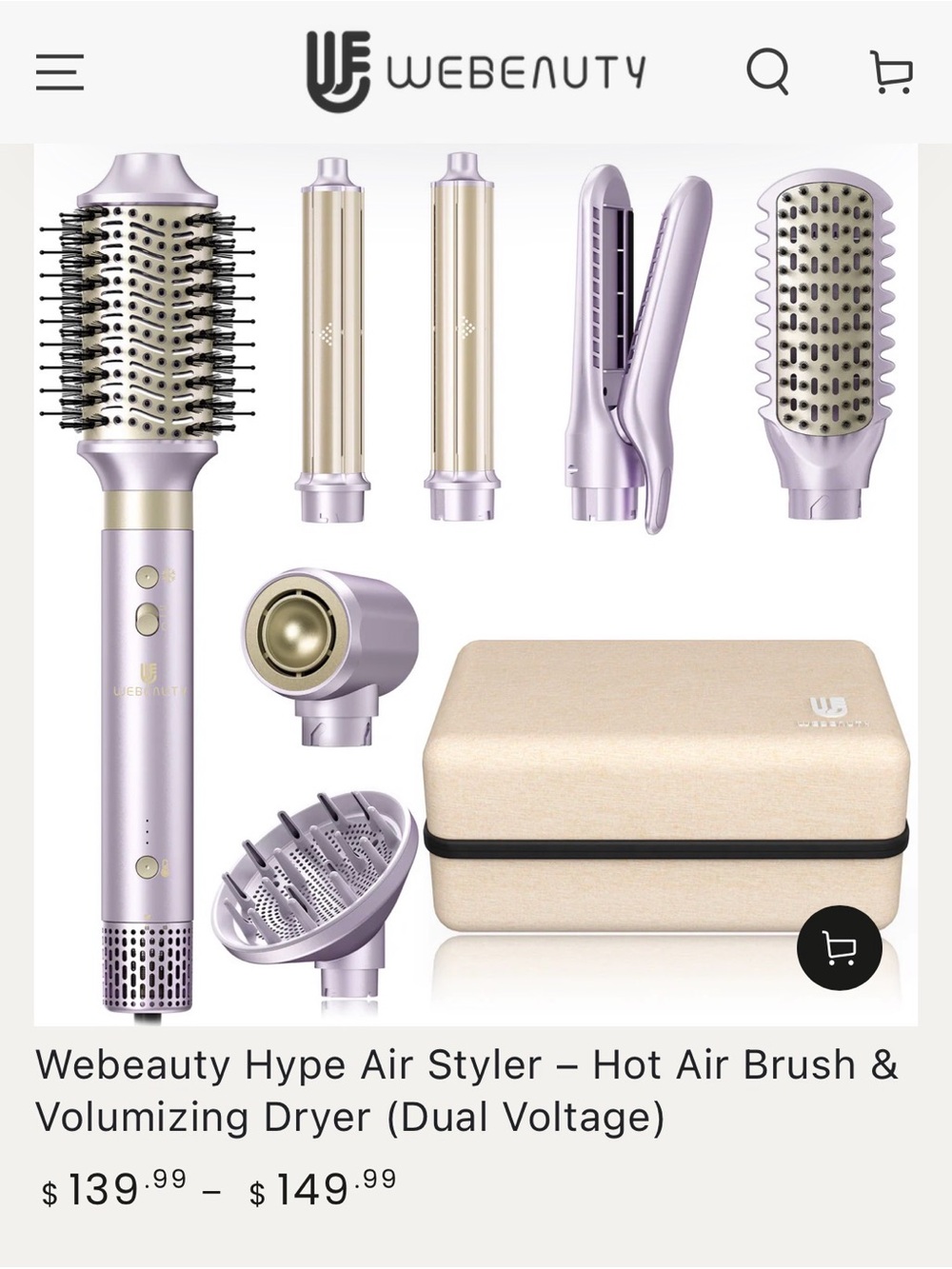 Webeauty Hype Air Styler Hot Air Brush Set in Lavender